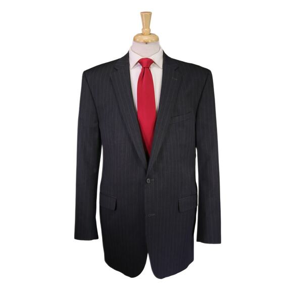 Jack Victor Big & Tall Charcoal Gray Pinstripe 2-Btn Wool Suit 46XL - Picture 1 of 10